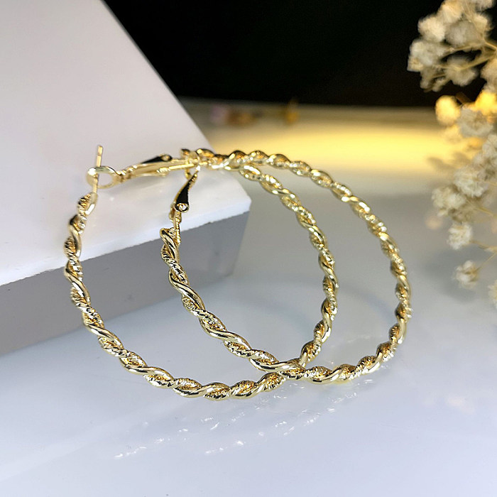 1 Pair Exaggerated Circle Plating Copper Gold Plated Hoop Earrings
