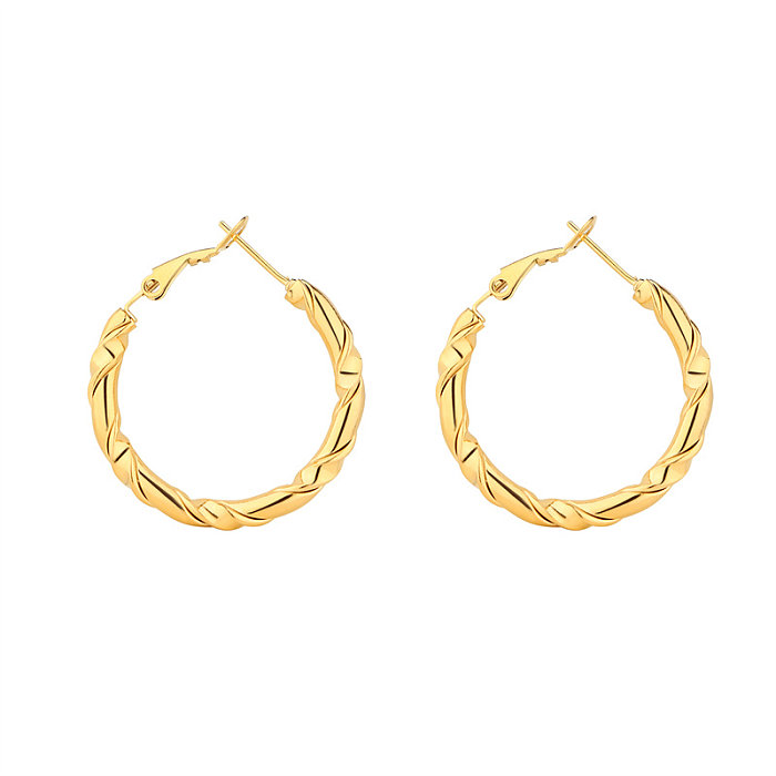 Casual estilo simples estilo clássico cor sólida aço inoxidável polimento conjunto de joias banhadas a ouro