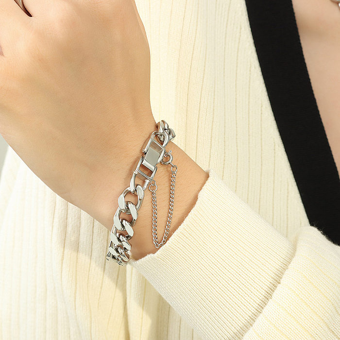 Collar de pulseras de mujer con revestimiento de acero de titanio geométrico a la moda