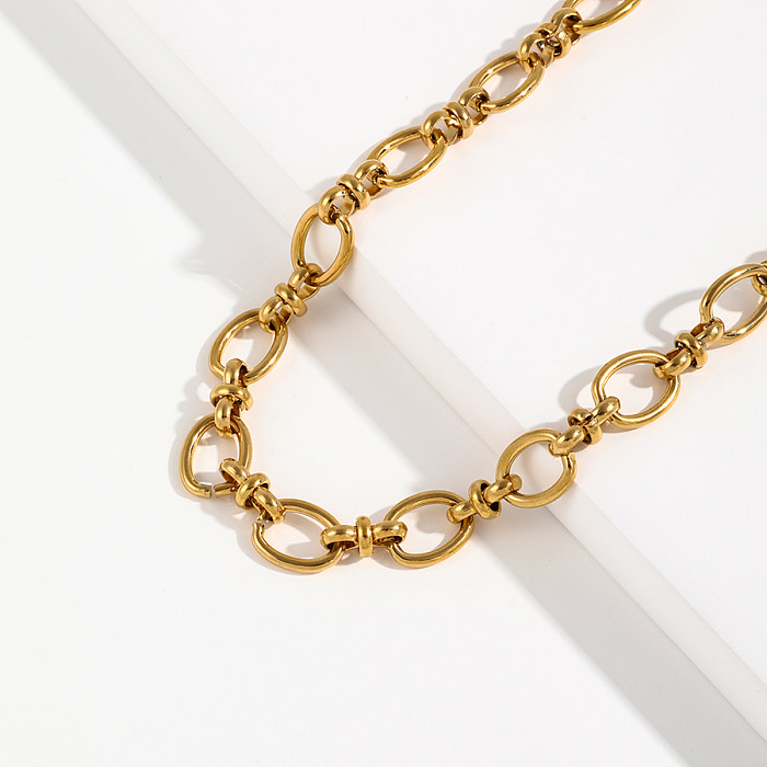 Basic Solid Color Stainless Steel Plating 18K Gold Plated Bracelets Necklace