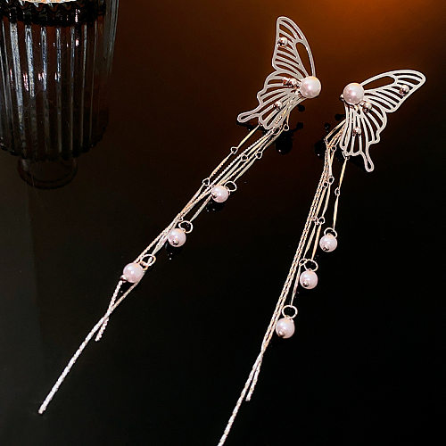 1 paire de boucles d'oreilles pendantes en cuivre, style streetwear moderne, papillon