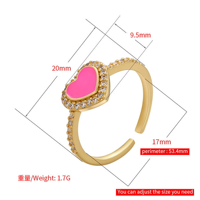 Jewelry Heart Ring Drop Oil Color Peach Heart Ring Opening Adjustable Cross-border