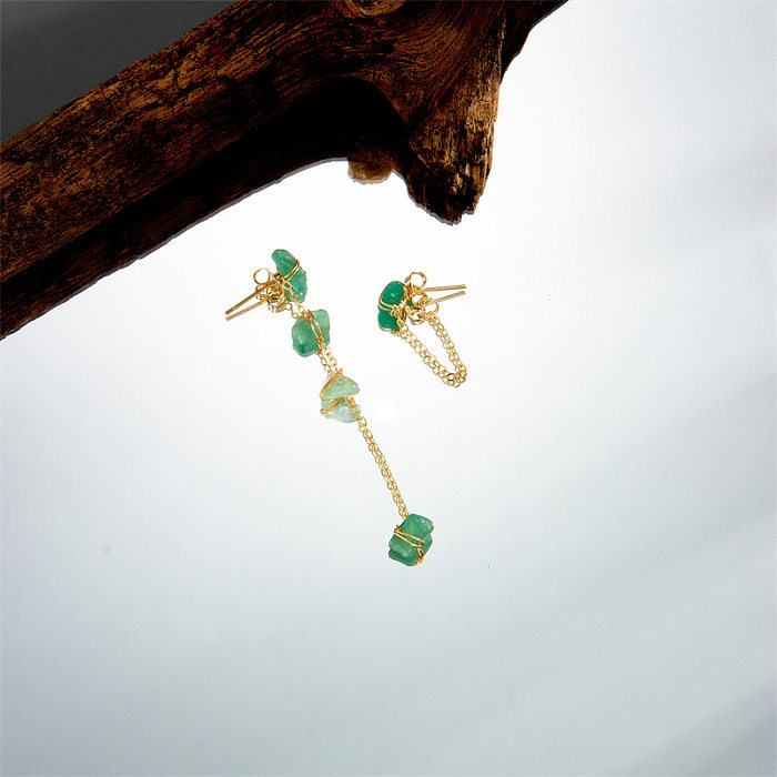 Fashion Geometric Copper Earrings Natural Stone Copper Earrings