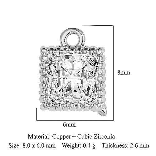 Modern Style Round Square Copper Plating Inlay Zircon Charms