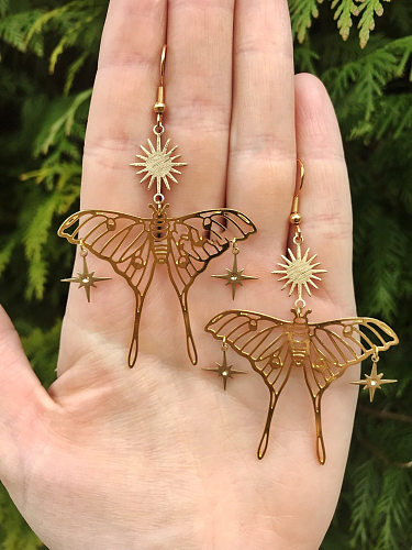 1 Pair Casual Simple Style Star Butterfly Plating Hollow Out Copper Drop Earrings