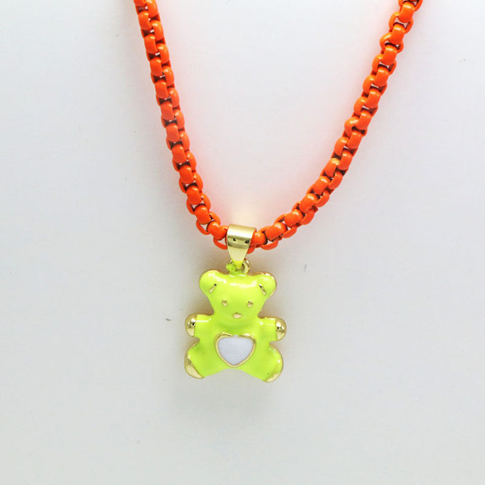 Simple Style Bear Copper Enamel Pendant Necklace