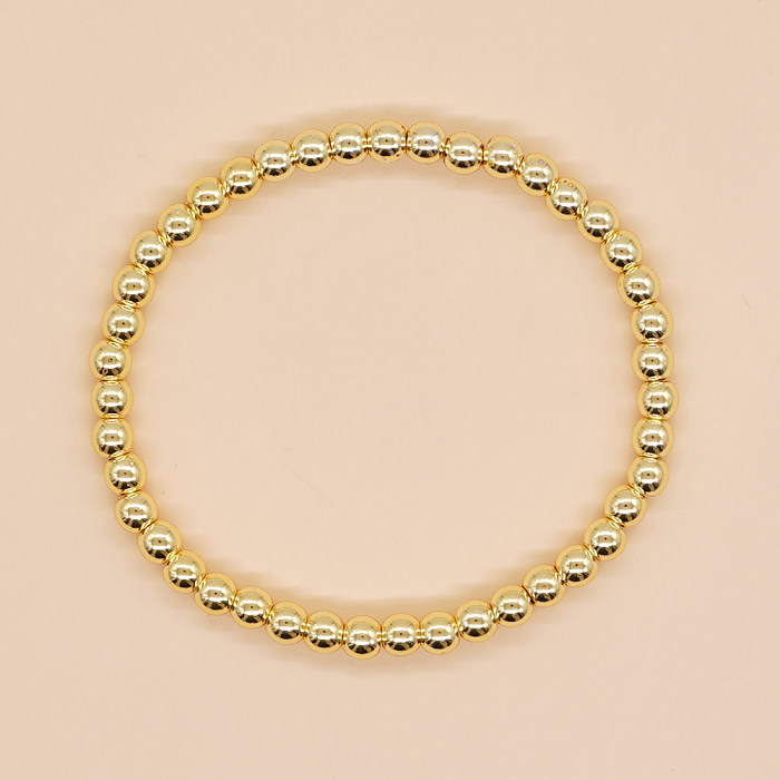 Simple Style Geometric Moon Copper Beaded Plating Bracelets