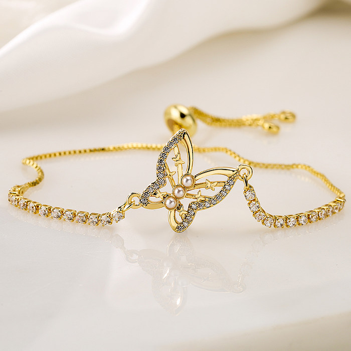 1 pièce mode étoile coeur forme papillon cuivre placage incrustation perle Zircon Bracelets