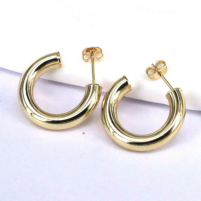 1 Pair Retro Solid Color Plating Copper Gold Plated Earrings