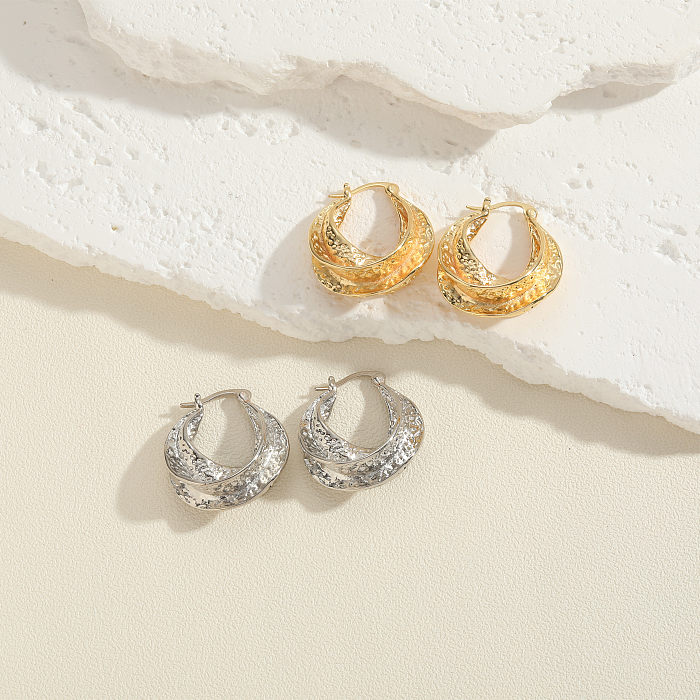 1 Pair Classic Style Round Plating Inlay Copper Zircon 14K Gold Plated Earrings