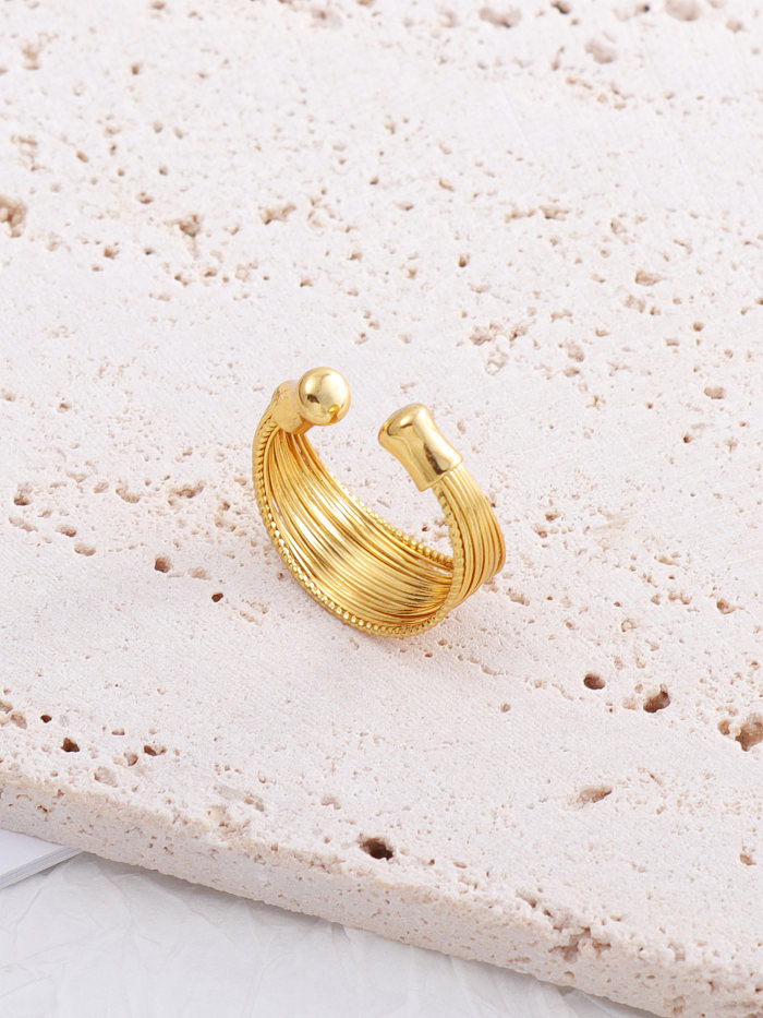 Hip-Hop Streetwear Solid Color Copper Shiny Metallic 18K Gold Plated Open Rings
