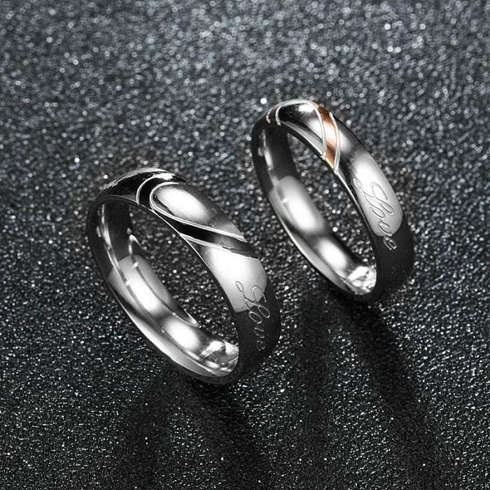 Couple Heart Shaped Stainless Steel Rings TP190418118103