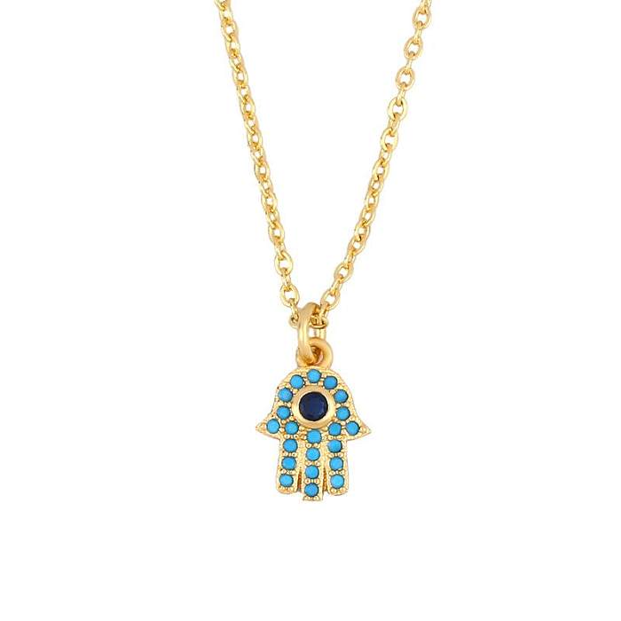 New Fashion Hamsa Evil Eye Hand Of Fatima Blue Eye Necklace Women Wholesale