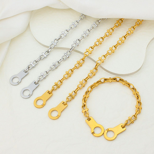 IG-Stil, einfacher Stil, einfarbig, Titan-Stahlbeschichtung, Armbänder, Halskette
