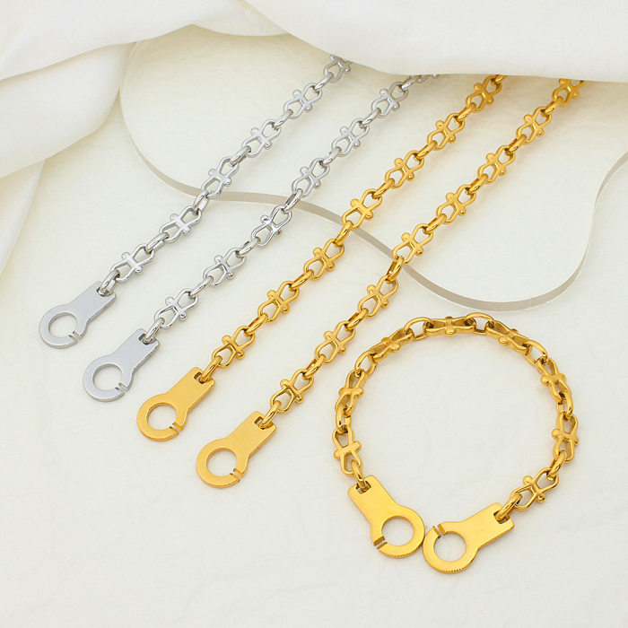 IG Style Simple Style Solid Color Titanium Steel Plating Bracelets Necklace