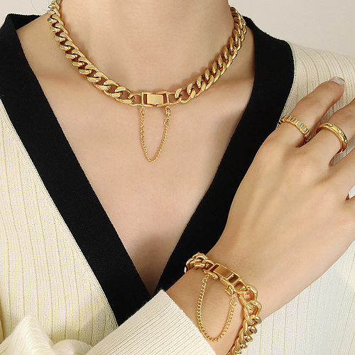 Collier de bracelets des femmes de placage en acier titane géométrique de mode