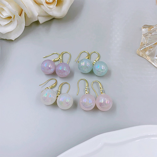 Boucles d'oreilles pendantes plaquées or 1 carats, 14 paire, Style Simple, incrustation ronde brillante, strass artificiels en cuivre