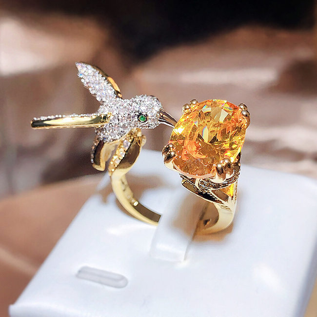 INS Style Eagle Copper Plating Zircon Open Ring 1 Piece
