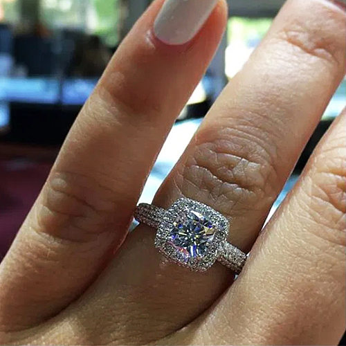 جديد النحاس والمجوهرات الأزياء ساحة جولة الزركون مايكرو مرصع خاتم الماس