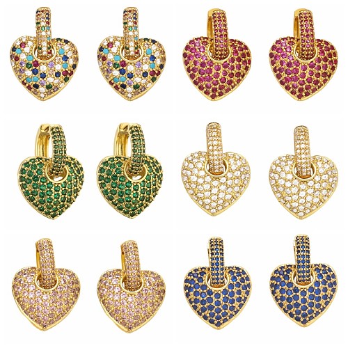 1 Pair Elegant Streetwear Heart Shape Plating Inlay Copper Zircon Gold Plated Ear Studs