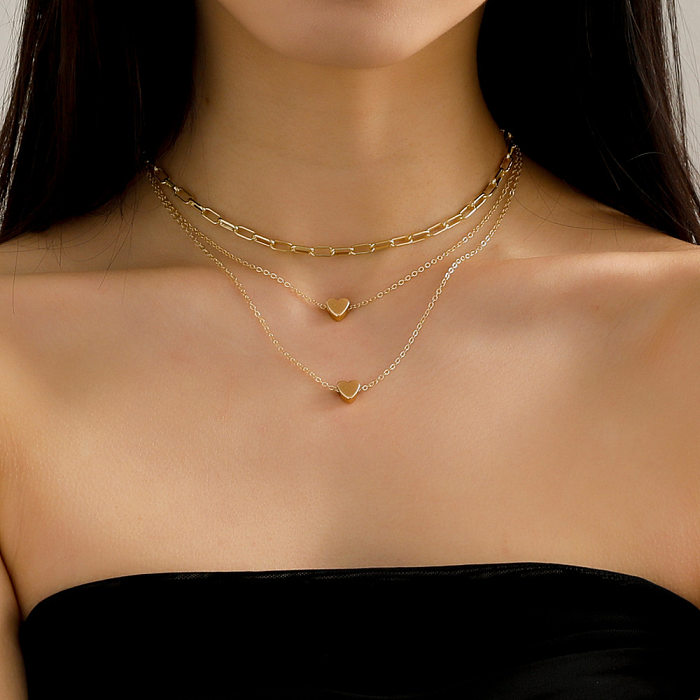 Colar de cobre em forma de coração estilo simples colares de cobre em camadas