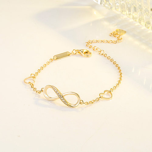 Elegant Infinity Copper Plating Zircon Bracelets