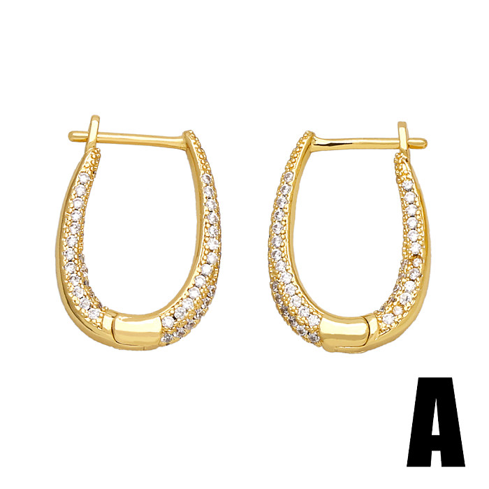 1 Pair IG Style Fashion U Shape Plating Inlay Copper Artificial Pearls Zircon 18K Gold Plated Earrings
