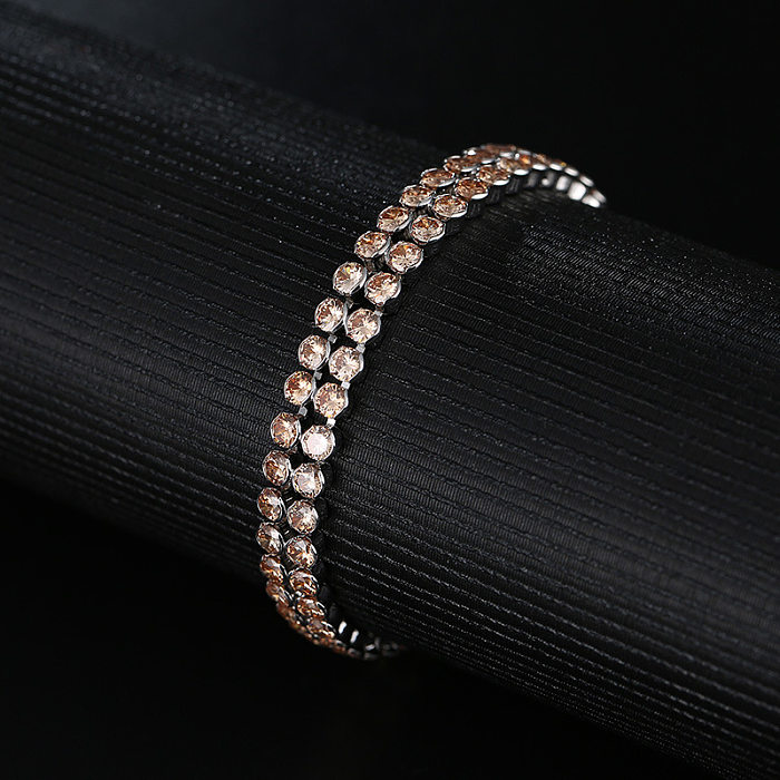 Simple Style Round Copper Plating Inlay Zircon Bracelets