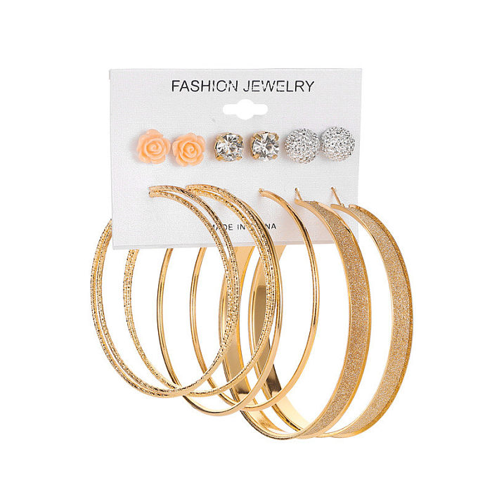 1 Set Mode-Dreieck-Kreis-Schmetterling-Synthetik-Metall-Kupfer-asymmetrisches Inlay-künstliche Perlen-Strass-Zirkon-18-Karat-Gold-plattierte vergoldete versilberte Damen-Ohrringe