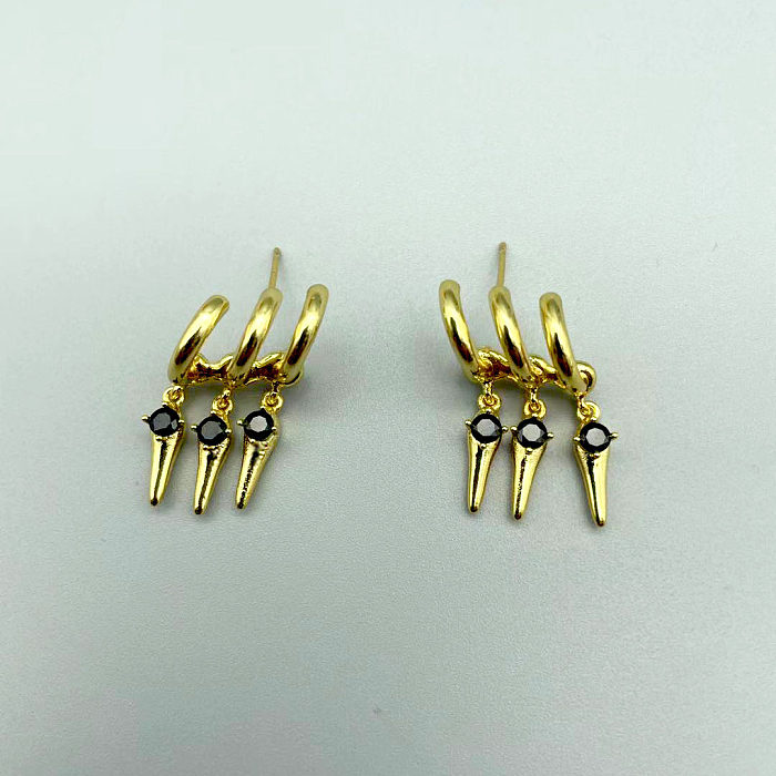 1 Pair Artistic Geometric Plating Inlay Copper Artificial Diamond Drop Earrings