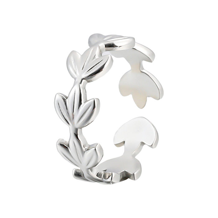 Simple Style Leaves Stainless Steel Open Ring 1 Piece
