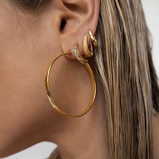 1 Pair Round Plating Copper Earrings