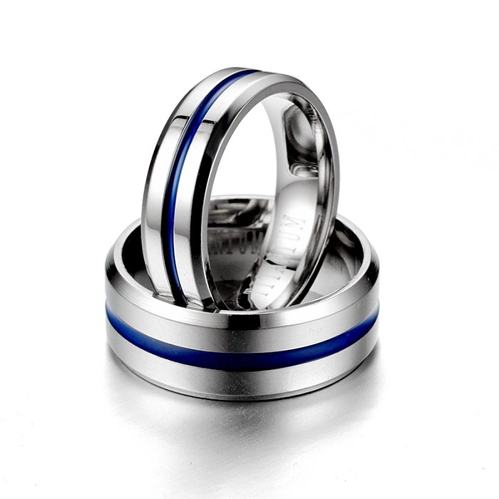 Wholesale Jewelry Blue Titanium Steel Smooth Ring jewelry