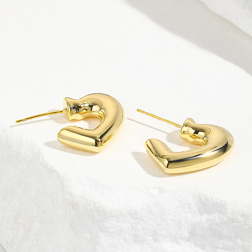 1 Pair Simple Style Heart Shape Plating Brass Ear Studs