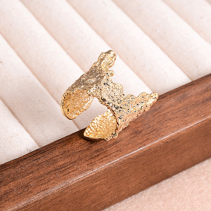Anillos abiertos chapados en oro de 14K con revestimiento de cobre irregular, estilo francés, estilo Simple, estilo IG