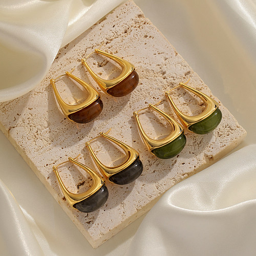 1 Paar elegante Damen-Ohrringe in U-Form mit Kunstharz-Kupfer-Vergoldung, 18 Karat vergoldet
