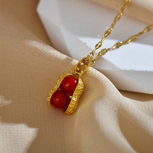 Classic Style Peanut Copper Inlay Zircon Necklace