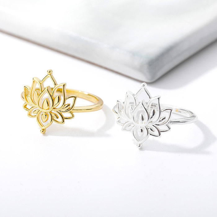 Lotus Ring Personality Hollow Ring Jewelry