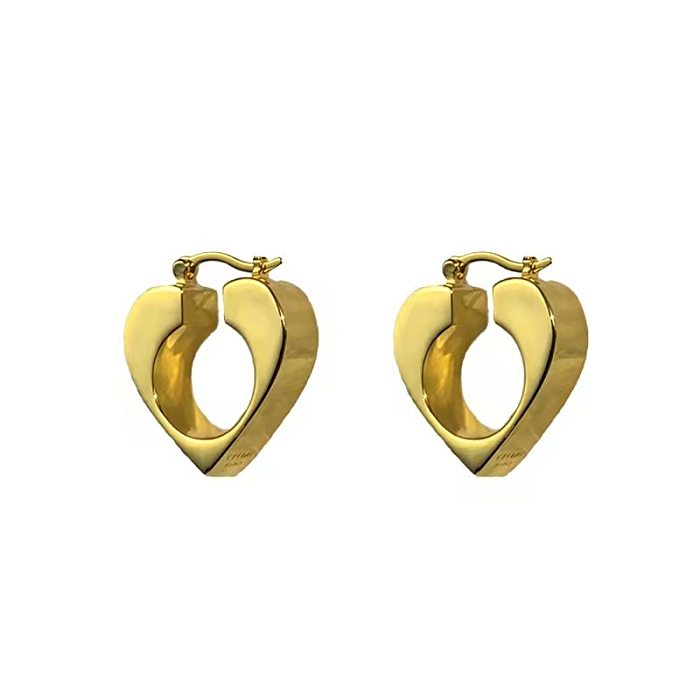 Boucles d'oreilles en cuivre en forme de coeur rétro, boucles d'oreilles en cuivre plaqué