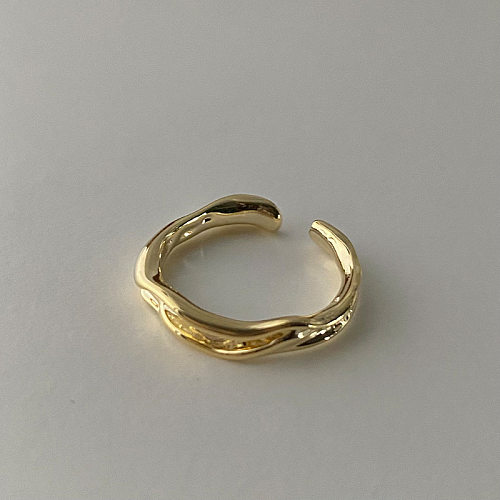 Simple Style Round Copper Inlay Pearl Rings