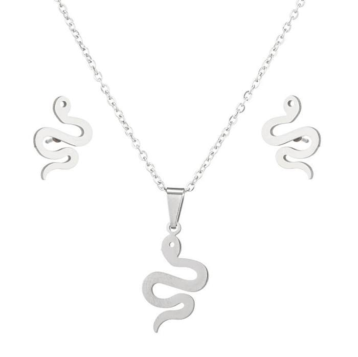 1 ensemble de bijoux plaqués en acier inoxydable et titane, Style serpent Simple