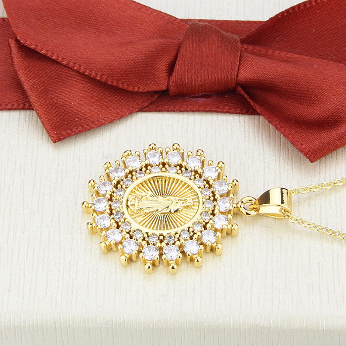 Fashion Simple Saint Religious Zircon Copper Necklace Wholesale jewelry