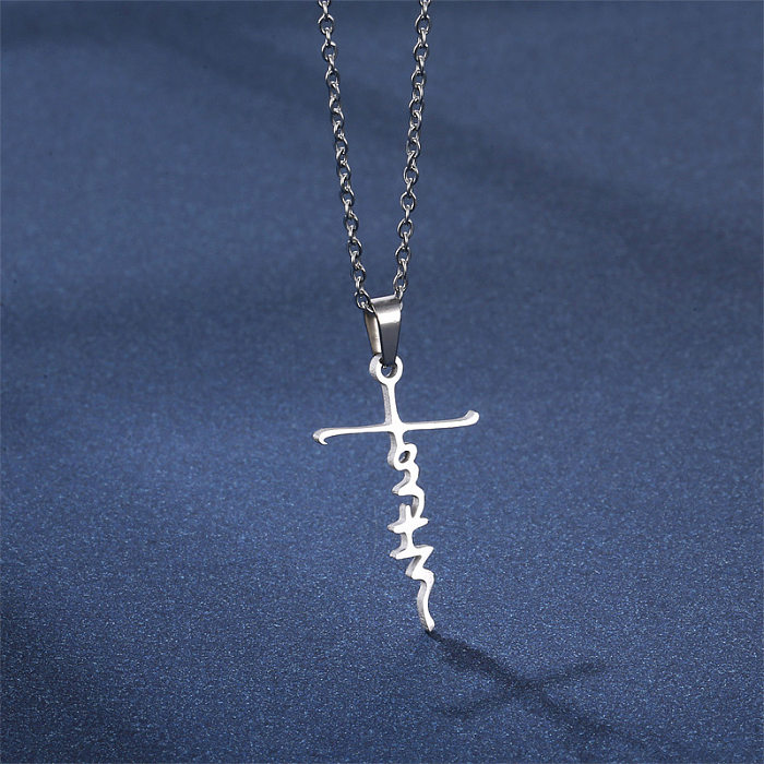 Conjunto de joias de aço inoxidável com cruz de estilo simples