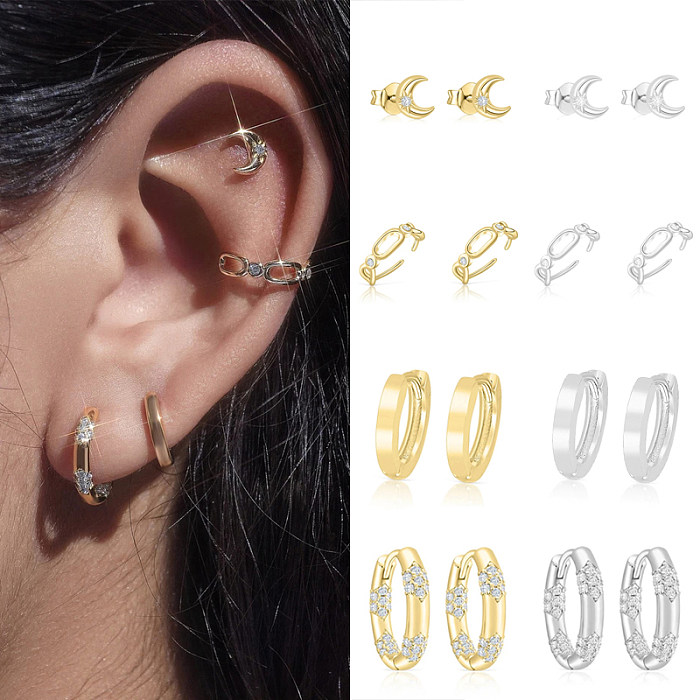 1 Pair Casual Solid Color Plating Inlay Copper Zircon Gold Plated Earrings