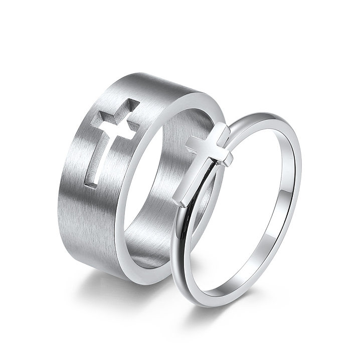Fashion Cross Stainless Steel Rings Polishing Stainless Steel Rings