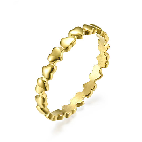 Anéis de aço de titânio em formato de coração doce Anéis de aço inoxidável de polimento