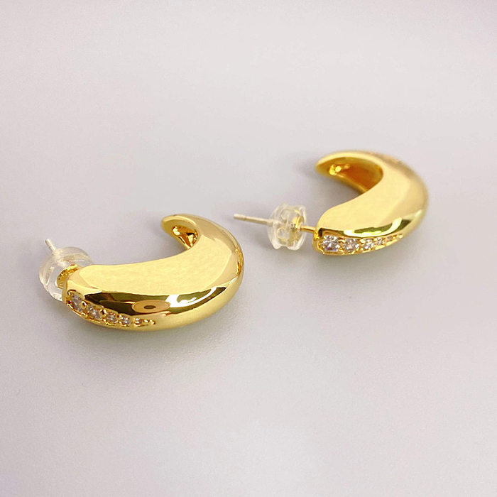 1 par de pendientes de cobre chapados geométricos para mujer