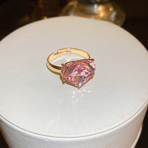 Sweet Leaves Heart Shape Crown Copper Inlay Zircon Rings