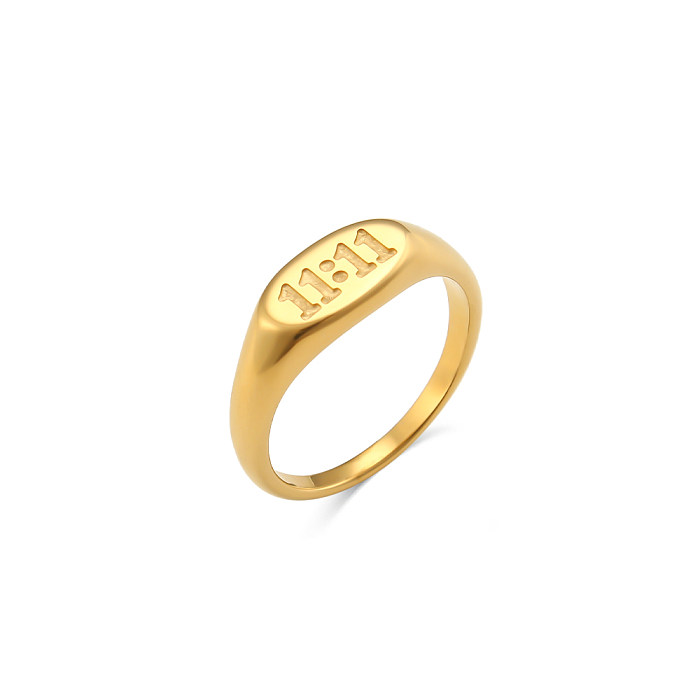 Anéis de aço inoxidável folheados a ouro Fashion Number Anéis de aço inoxidável chapeados