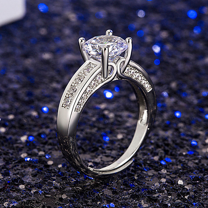 Vier-Klauen-Ring, ewiger Simulationsdiamant, Hochzeit, modischer Ringschmuck mit Mikroeinlage